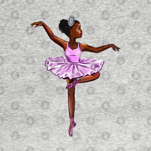 African american ballerina  in lavender purple tutu-#006- brown skin black ballerina by Artonmytee